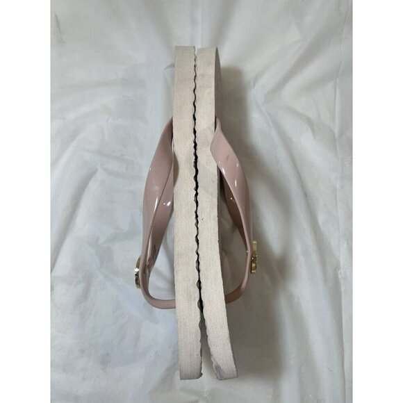 MICHAEL KORS MK FLIP FLOP PVC JET SET PINK GOLD LOGO SANDALS US 10 - Picture 15 of 15